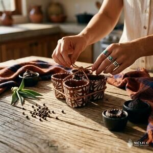 Heart shape Mexican tequilero milp pattern hand painted Talavera 4 pc 2.5 X 2 IN